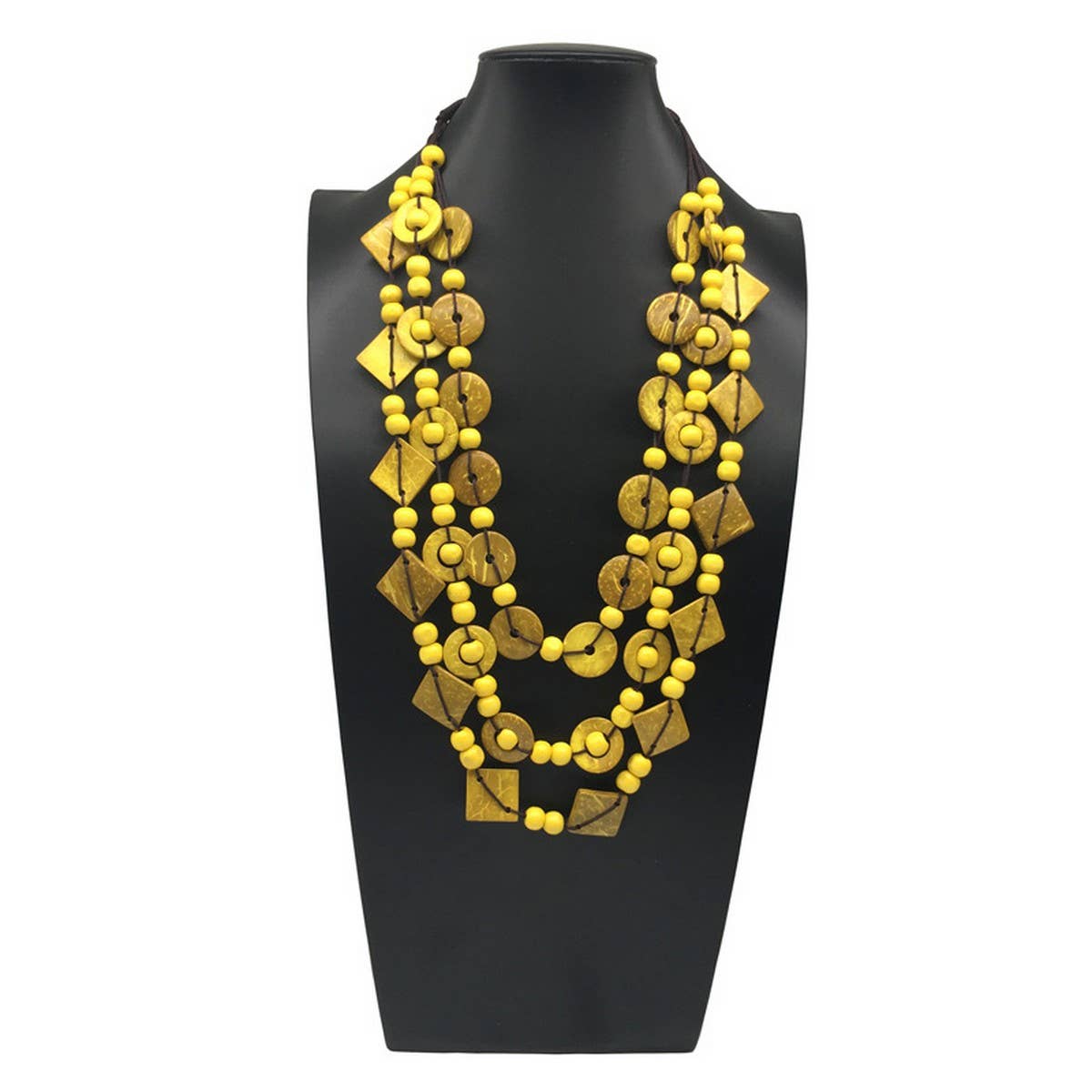 ETHNIC HAND WOVEN COCONUT SHELL WOOD BEAD NECKLACE_CWMM4553