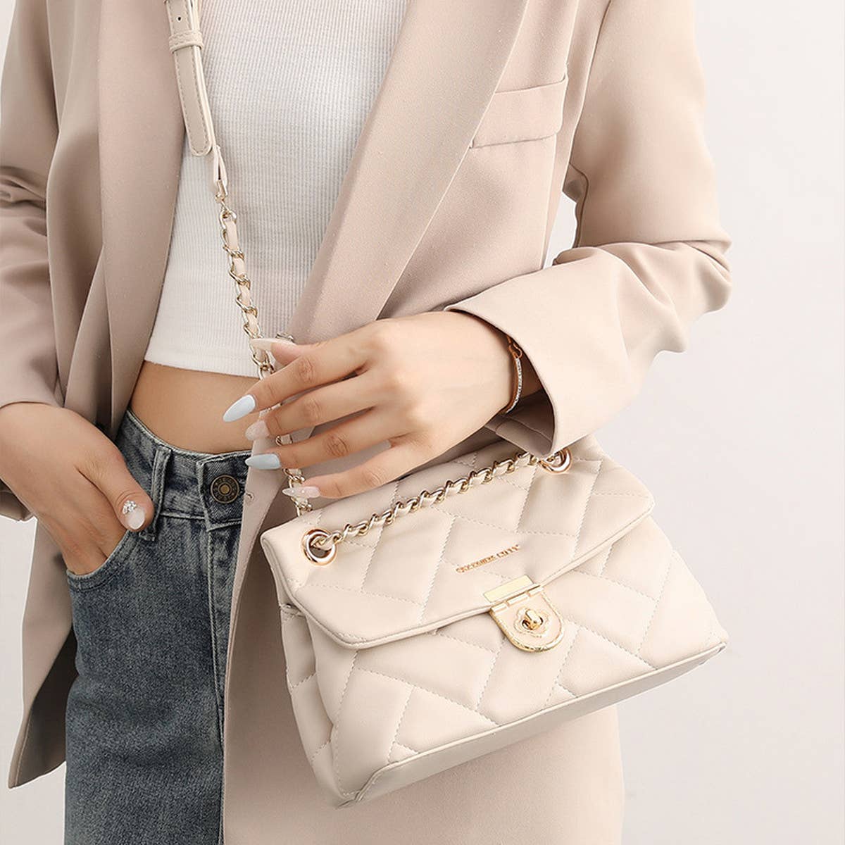 2024 NEW CHAIN PLAID POPULAR SHOULDER BAG_CWAB2982