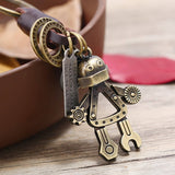 Vintage Braided Robot Cowhide Keychain_Cwmm4704