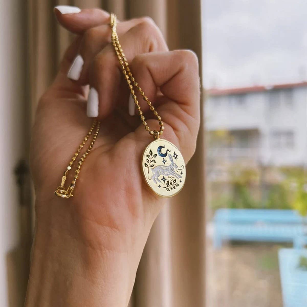 NEW HANDMADE RABBIT ELEMENT PAINTED NECKLACE_CWAJE1584