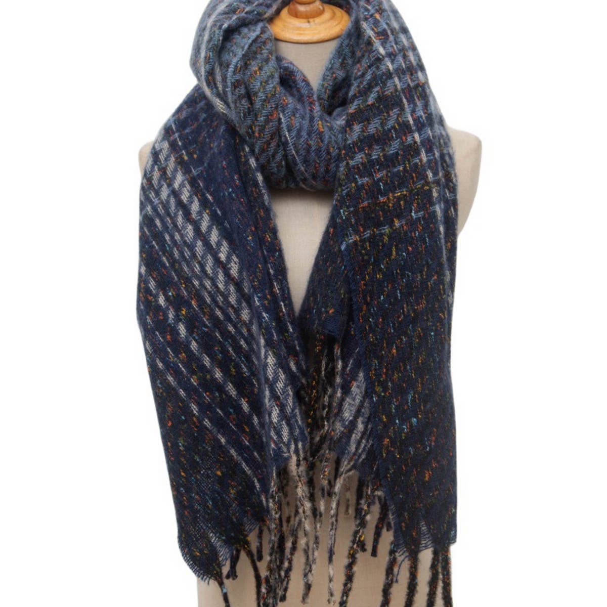 GRADIENT FRINGE SCARF FALL WINTER JACQUARD WRAP_CWASC0874