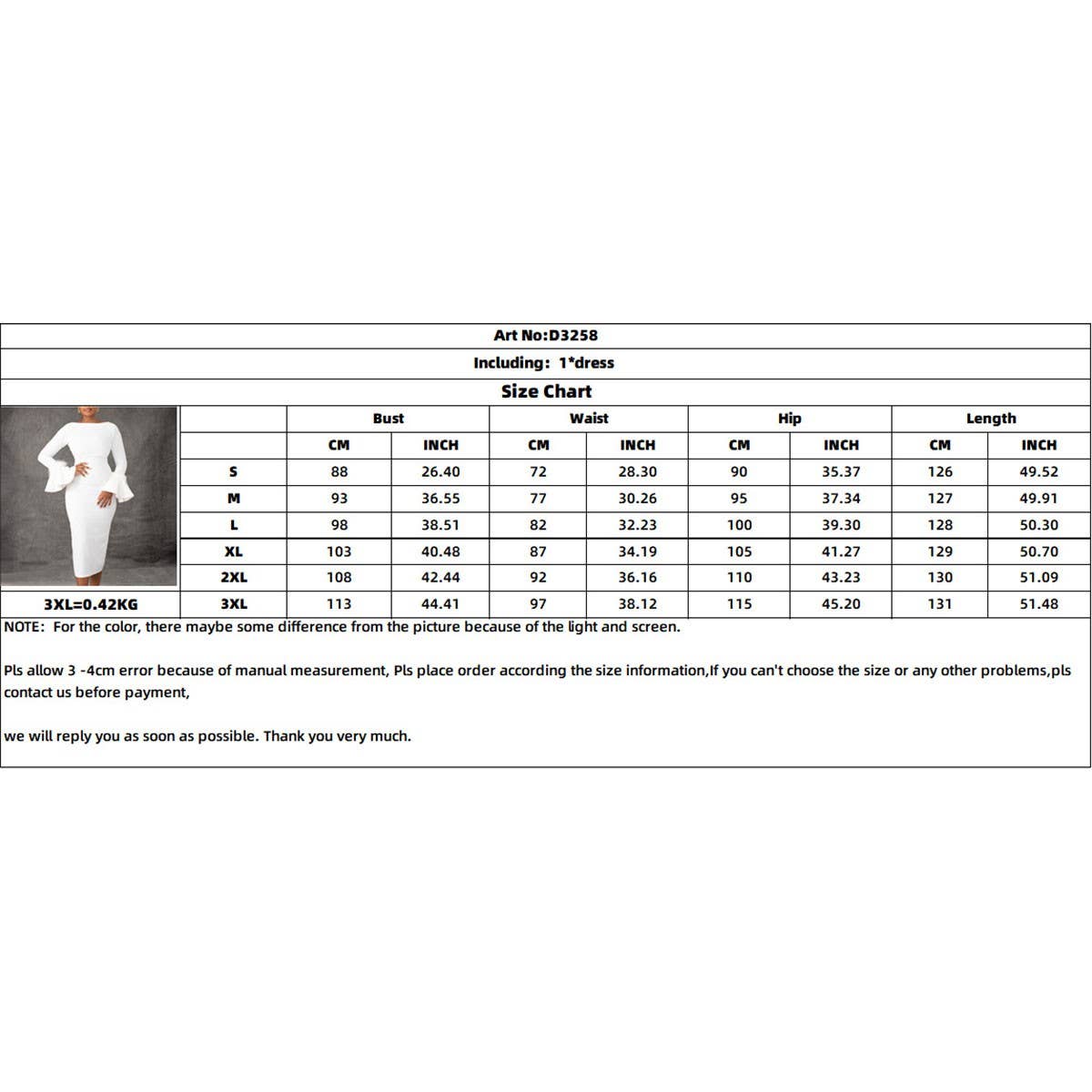 FASHION SOLID COLOR HIPWRAPPED FLARED SLEEVE DRESS_CWDMD3663