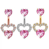 SWEETHEART PINK CZ BELLY RING FOR PIERCING_CWMM9236