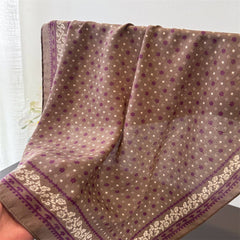Retro Floral Herringbone Cotton Linen Square Scarf_Cwasc0343