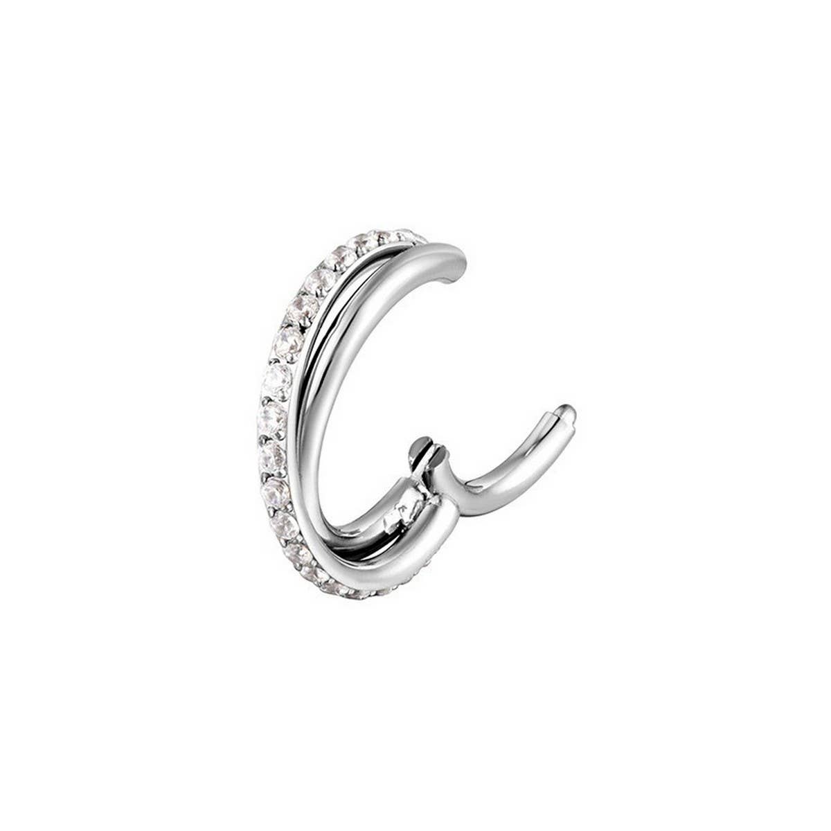 DOUBLE ROW ZIRCON CLOSED NOSE RING PIERCING_CWMM9533