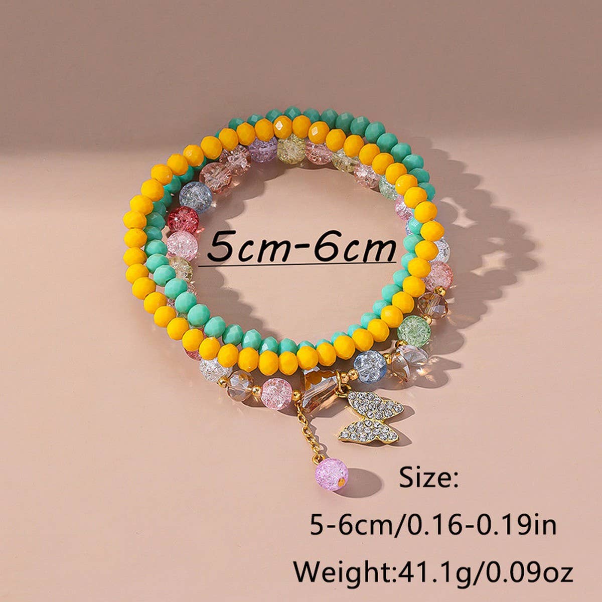 BOHO CRYSTAL BEADED ANKLET SET BUTTERFLY PENDANT_CWMM6361