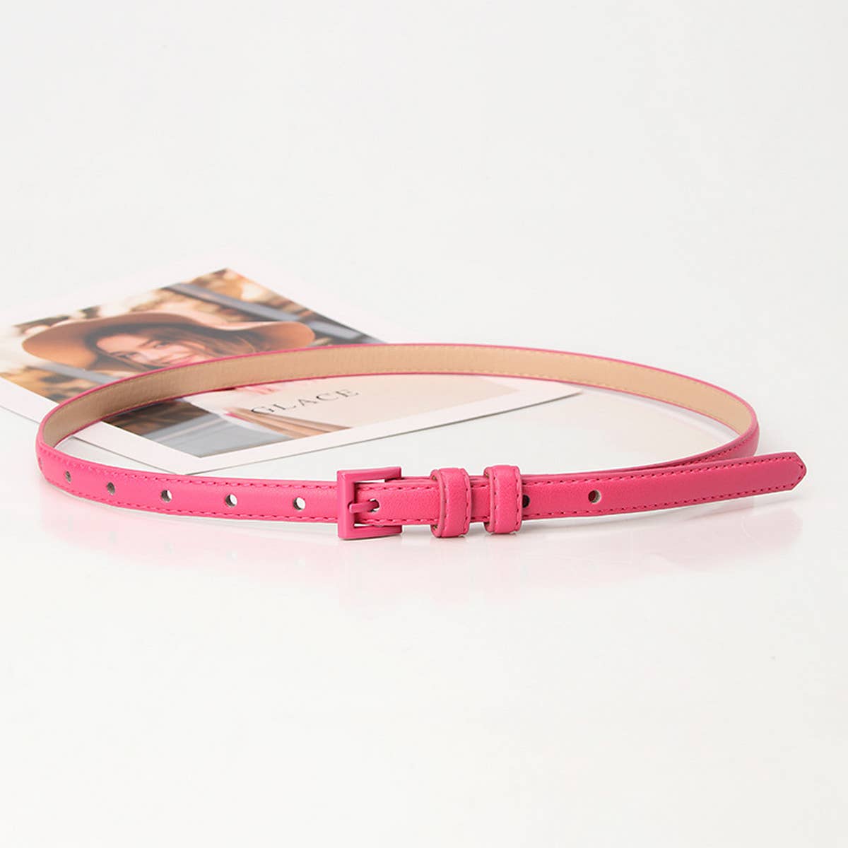 Cwabe0907_Women'S Small Square Buckle Thin Belt