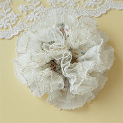 Colorful Floral Ruffled Hair Tie Elastic Durable_Cwaha07530
