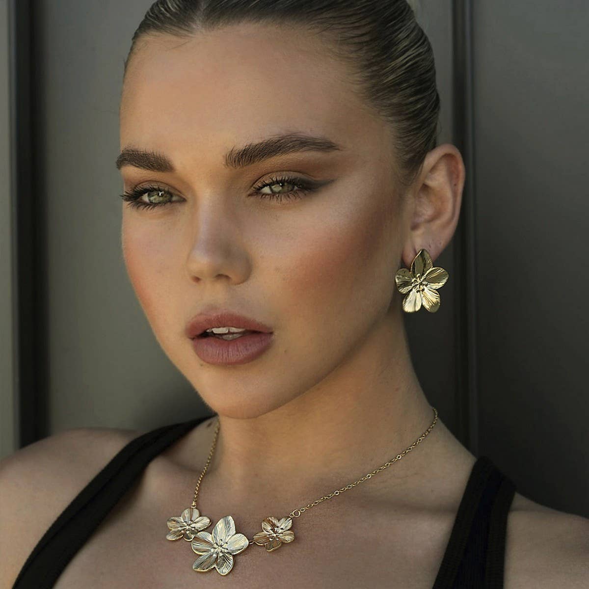 GOLD FLOWER JEWELRY LIGHT LUXURY VERSATILE EARRINGS_CWMM2361