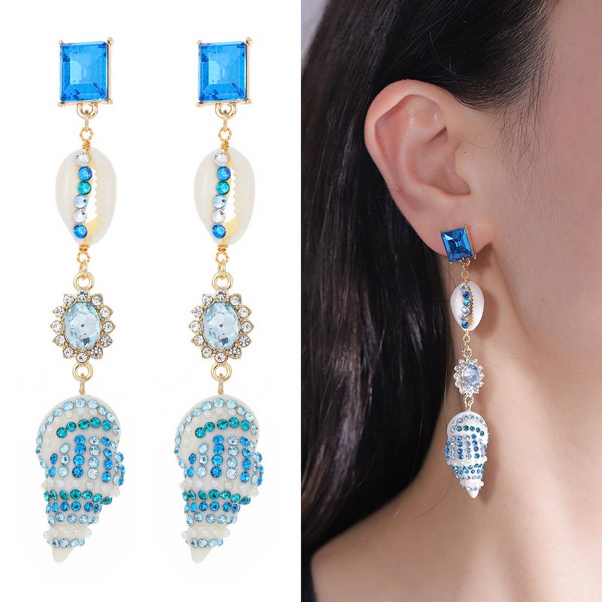 BEACH TRAVEL FASHION DIAMOND NECKLACE JEWELRY SET_CWAJE2914