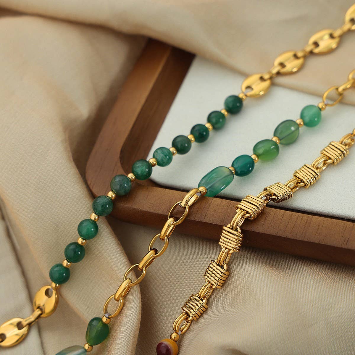 NATURAL STONE AGATE TITANIUM STEEL NECKLACE_CWAJE1081