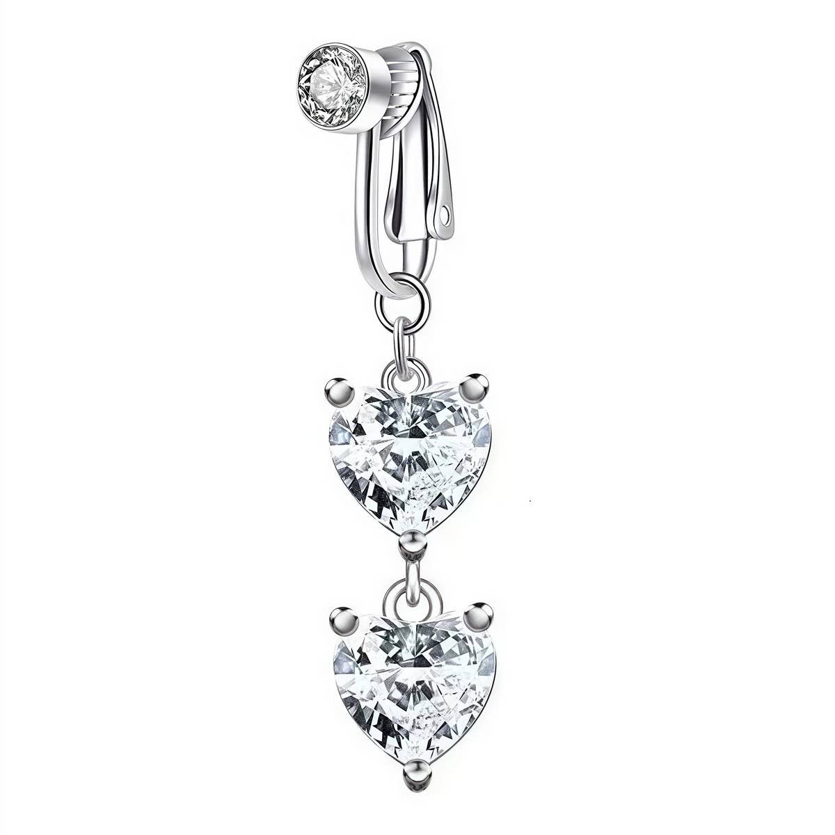 CRYSTAL MOON HEART BUTTERFLY FAKE NAVEL RING_CWMM9228