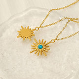 Vintage Turquoise Necklace Titanium Steel Clavicle Chain