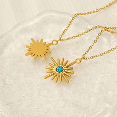 Vintage Turquoise Necklace Titanium Steel Clavicle Chain