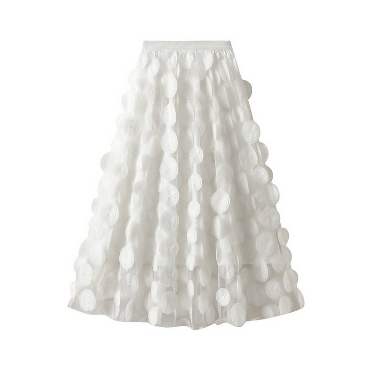 3D POLKA DOT TULLE A LINE FLARED MIDI SKIRT_CWBMS0379