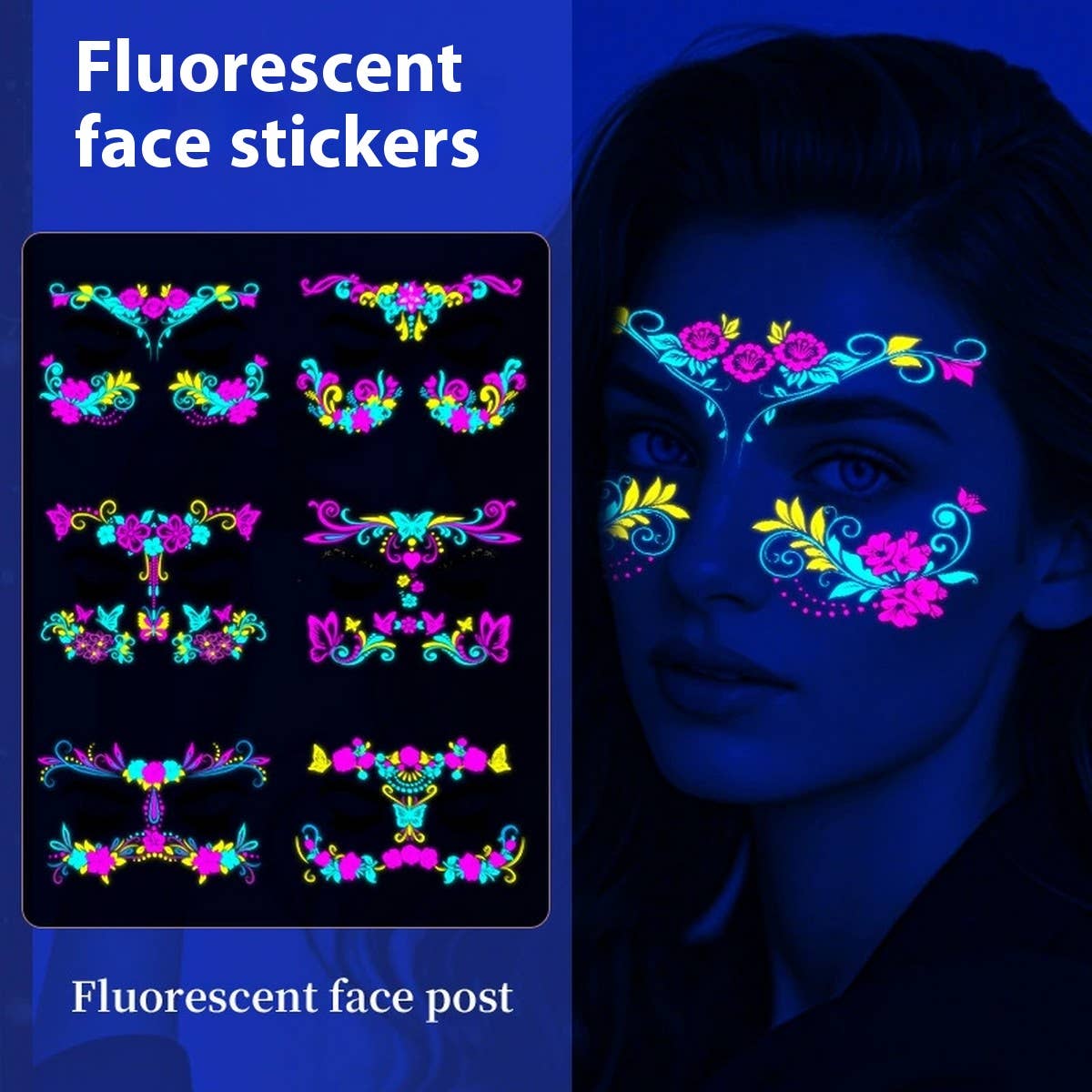 NEON BUTTERFLY GLOW FACE TATTOOS FOR PARTY_CWMM8247