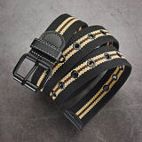 Women Canvas Striped Hollow Air Belt_Cwabe0595