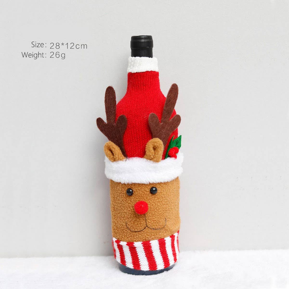 FLEECE REINDEER WINE BOTTLE COVER CHRISTMAS_CWAJE05399