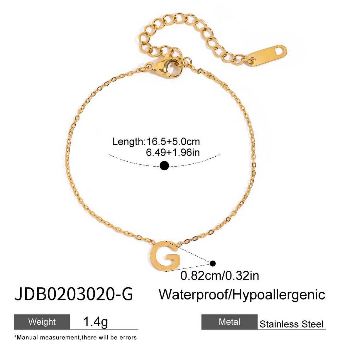 18K GOLD TITANIUM LETTER NECKLACE BRACELET SET_CWAJE4743