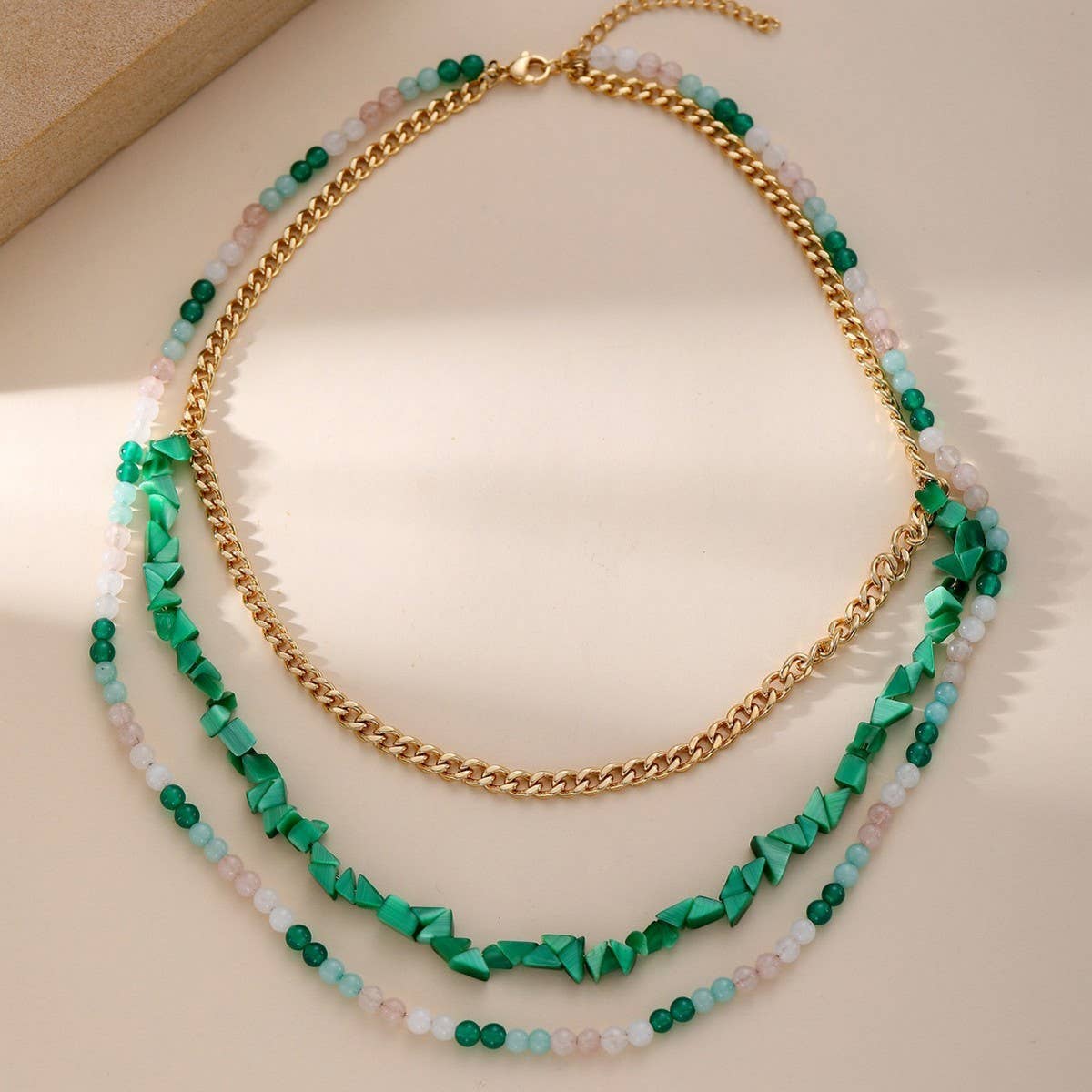 18K GOLD IRREGULAR NATURAL STONE NECKLACE_CWMM3635