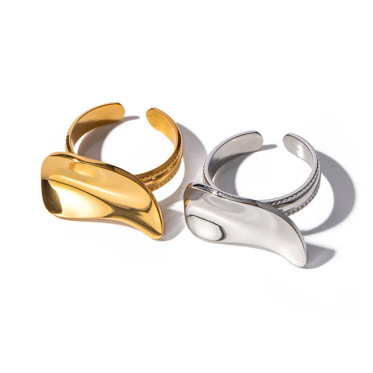 SIMPLE STAINLESS STEEL DROP SHAPED RINGS_CWAJE1248