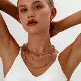 PAPERCLIP SNAKE BONE ROUND MULTI LAYERED NECKLACE_CWMM3690