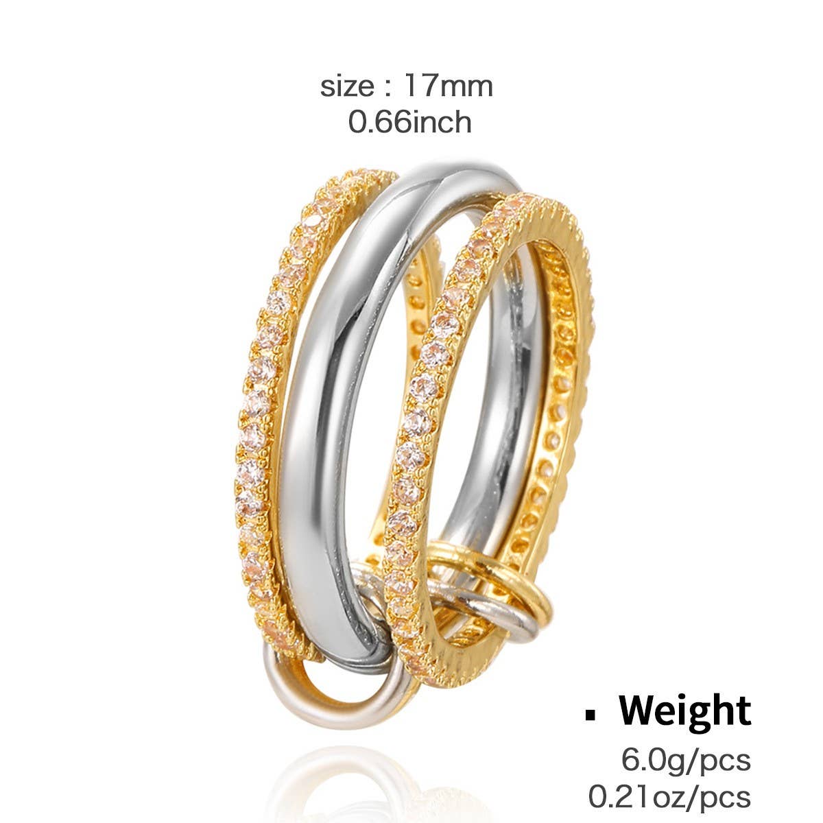 Zircon Inlaid Fashionable Temperament Open Ring_Cwaje2829