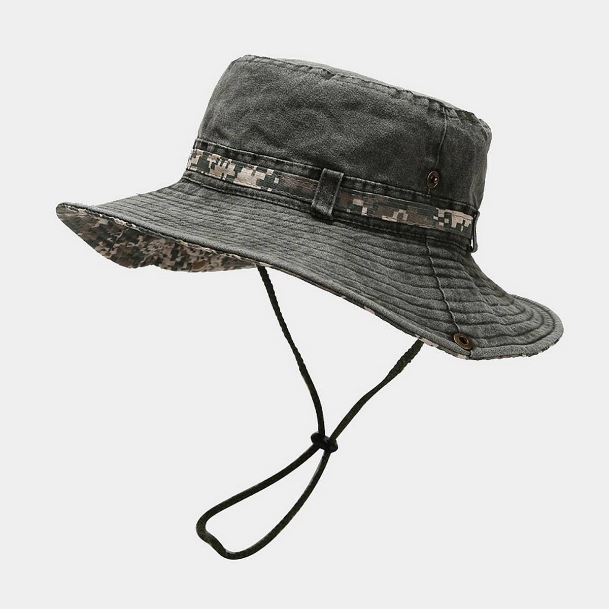 Washed Camouflage Bucket Hat Outdoor Uv Sun Cap_Cwah3835