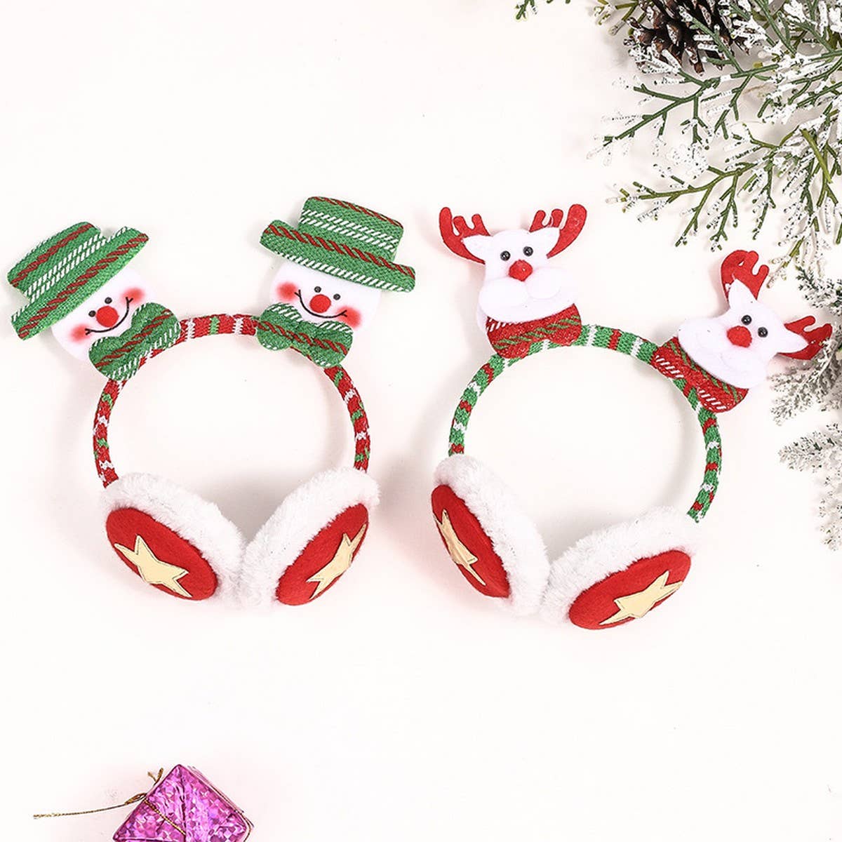CHRISTMAS DECORATIONS CARTOON EARMUFFS HAIRPIN_CWAHA3378