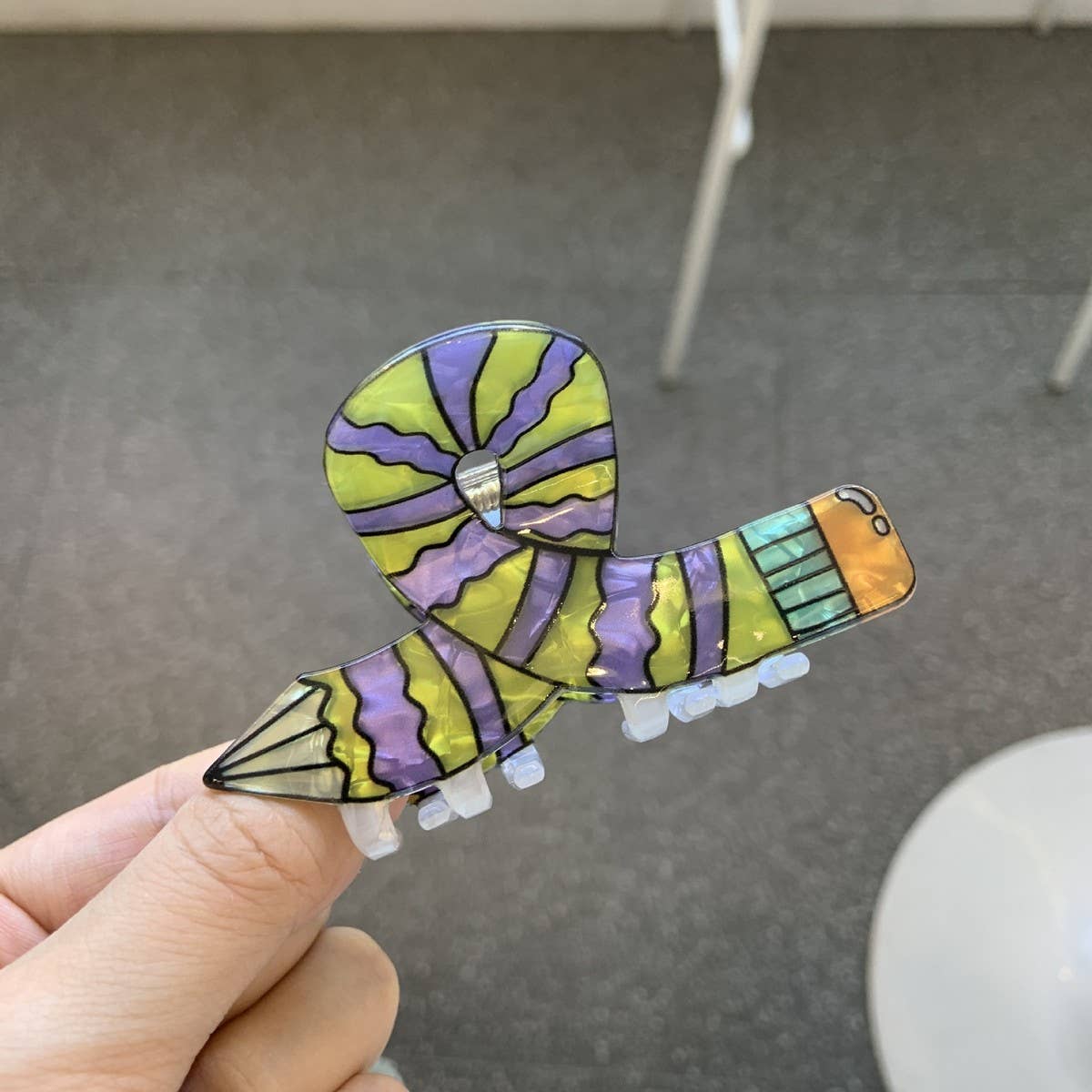 ACRYLIC PENCIL HAIR CLAW CANDY COLOR CARTOON CLIP_CWASC1586