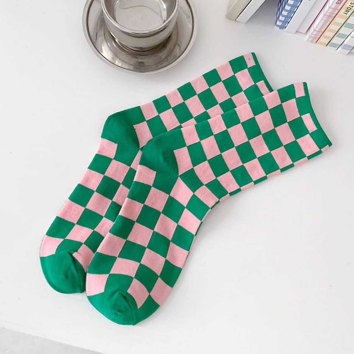 NEW ALL PLAID MID TUBE SOCKS FOR MEN AND WOMEN_CWMS0405