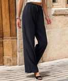 Solid Color Pleated Straight Leg Casual Pants