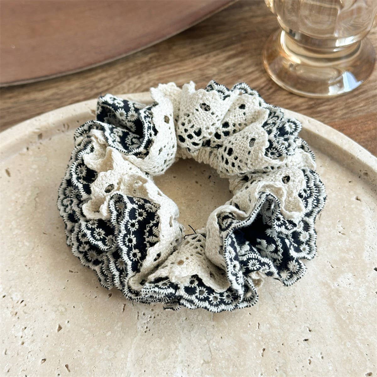 MULTI LAYER HOLLOW PLEATED HAIR RING HAIR ROPE_CWAHA1368