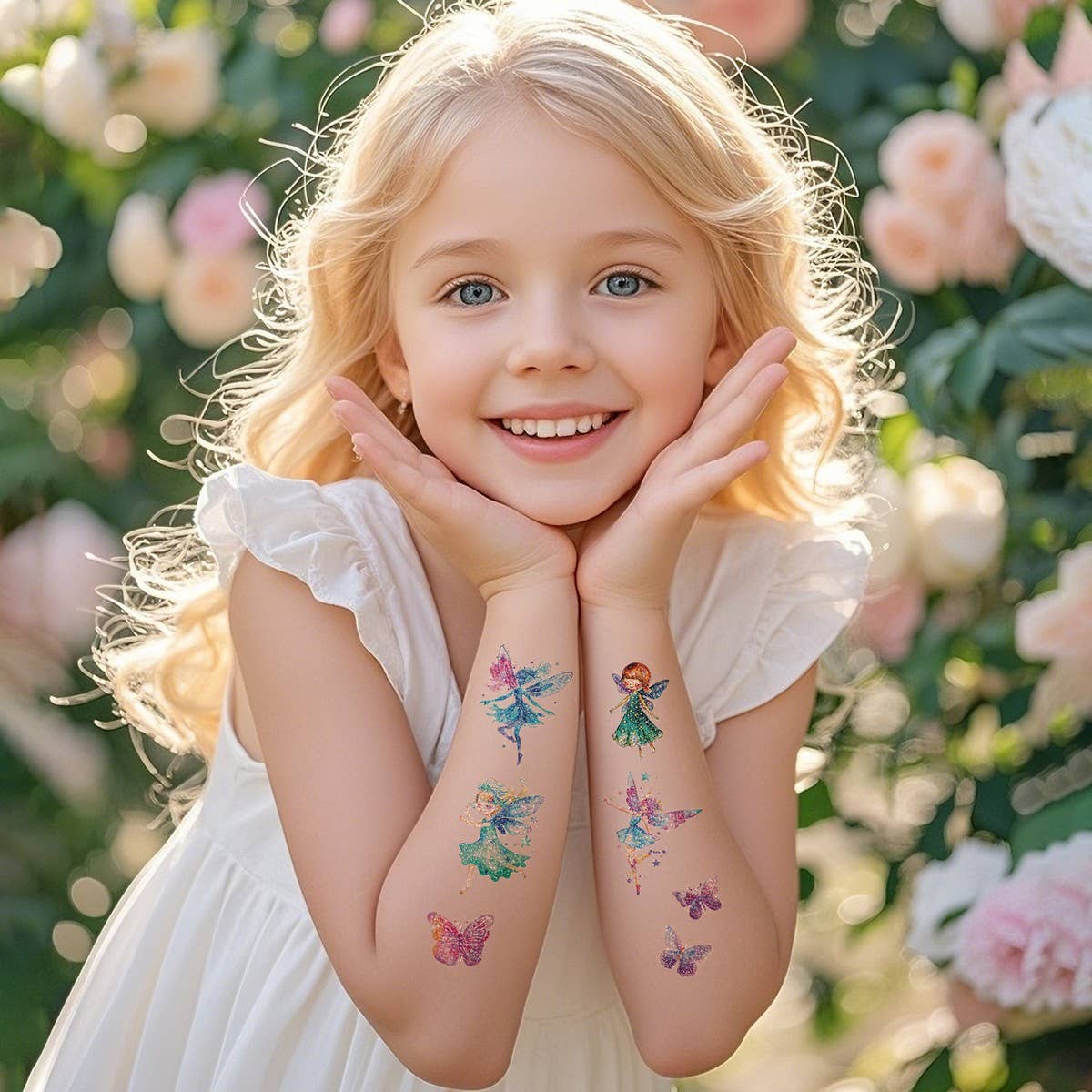 KIDS GLITTER TATTOO STICKERS BEAR BUTTERFLY STARS_CWMM8362