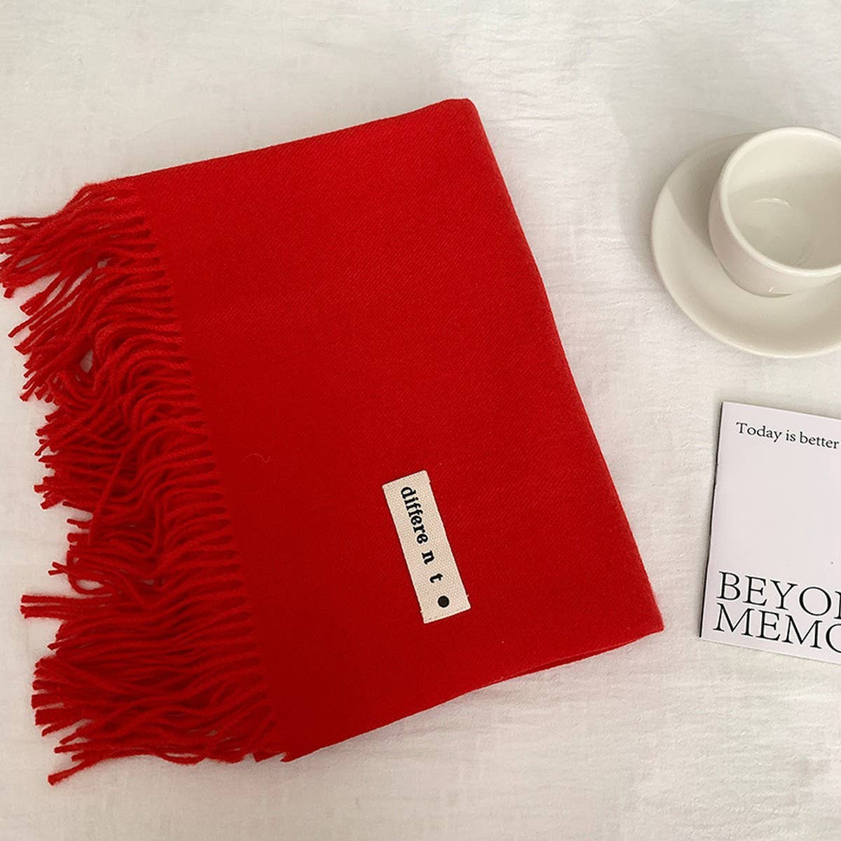 COLORBLOCK TASSEL SCARF THICK WRAP FOR STUDENTS_CWASC2281