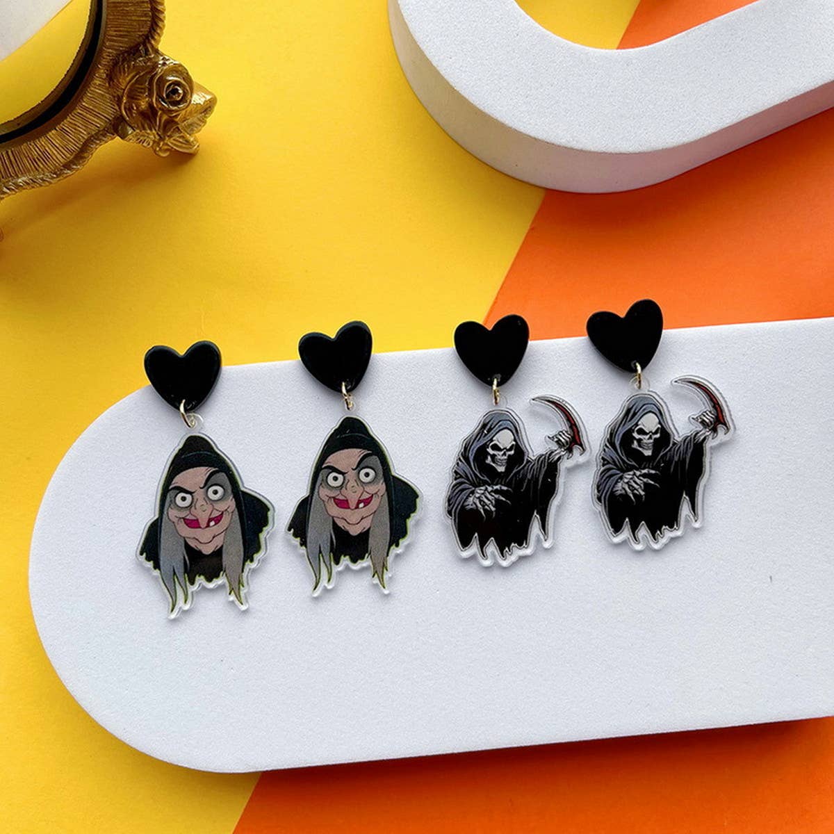 FUNNY HORROR SKULL GHOST EARRINGS_CWAJE2424