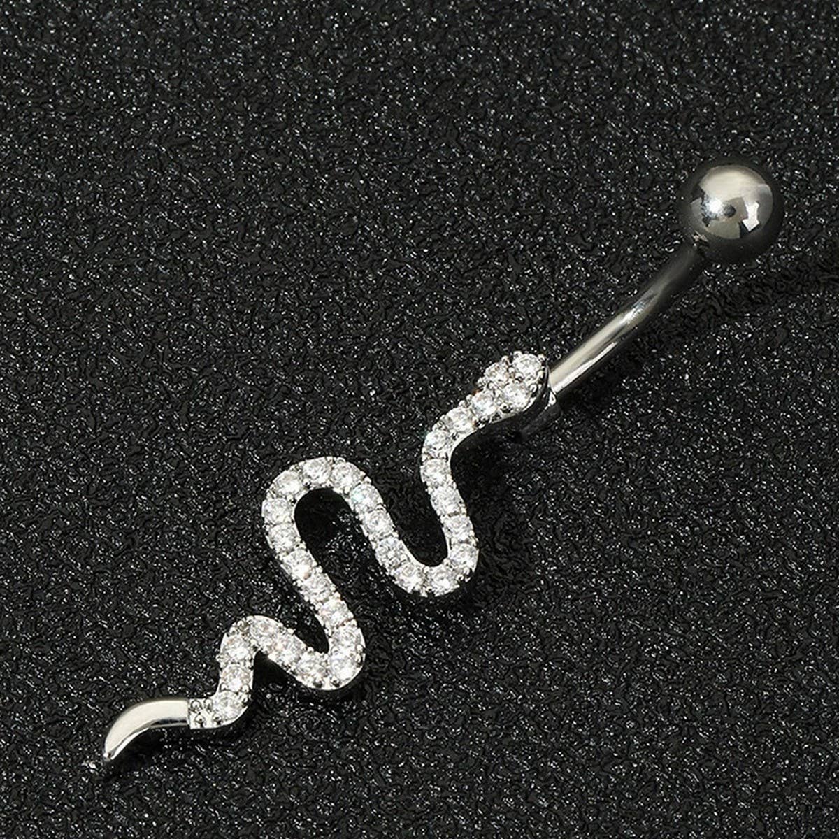 SNAKE CZ BELLY RING TRENDY NAVEL PIERCING_CWMM9192