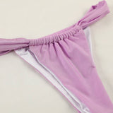 SOLID COLOR KNOTTED BIKINI SEXY BACKLESS SWIMWEAR_CWMW0260