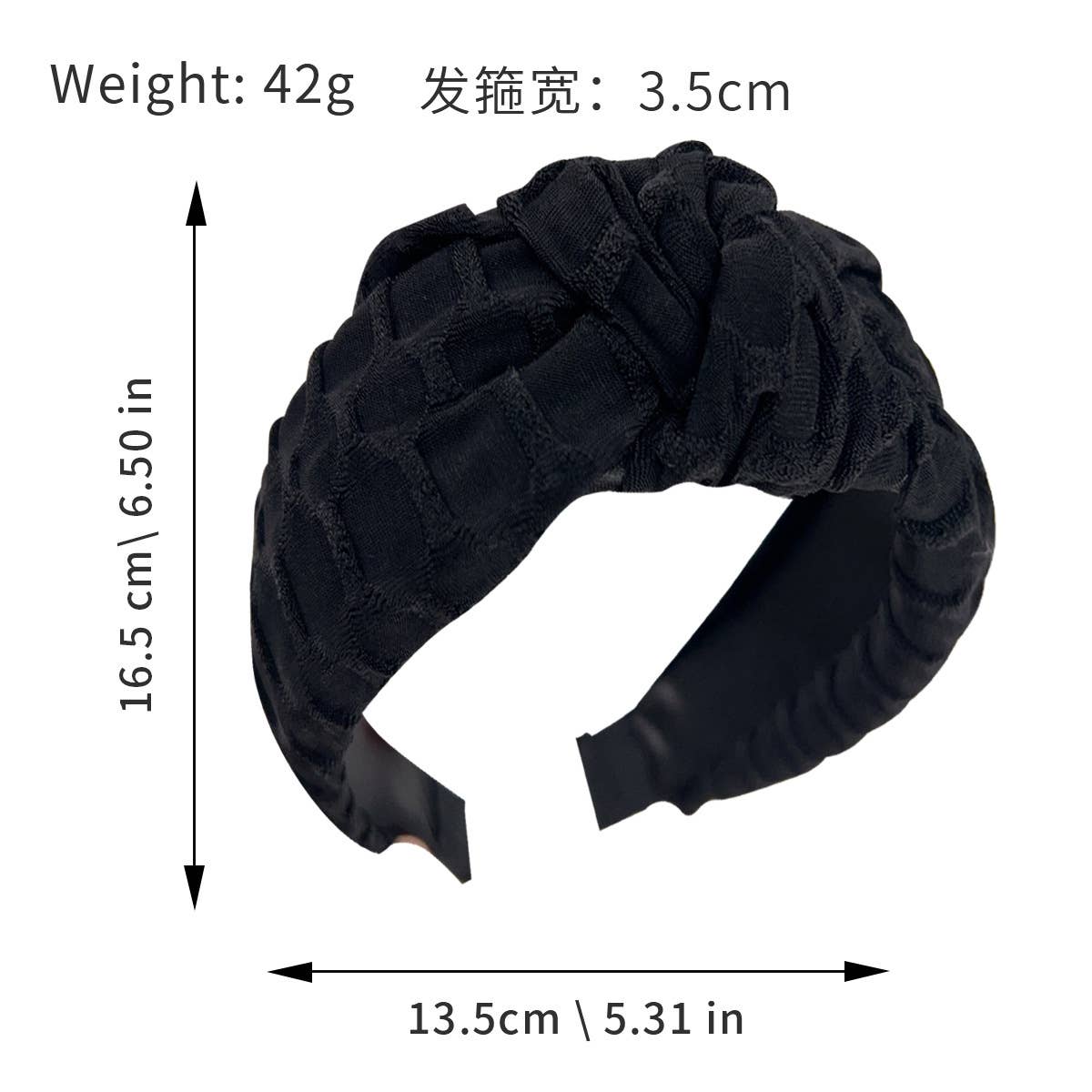 Solid Cross-Knotted Wide-Edge Pressed Hair Band
