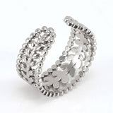French Vintage Hollow Leaves Adjustable Ring