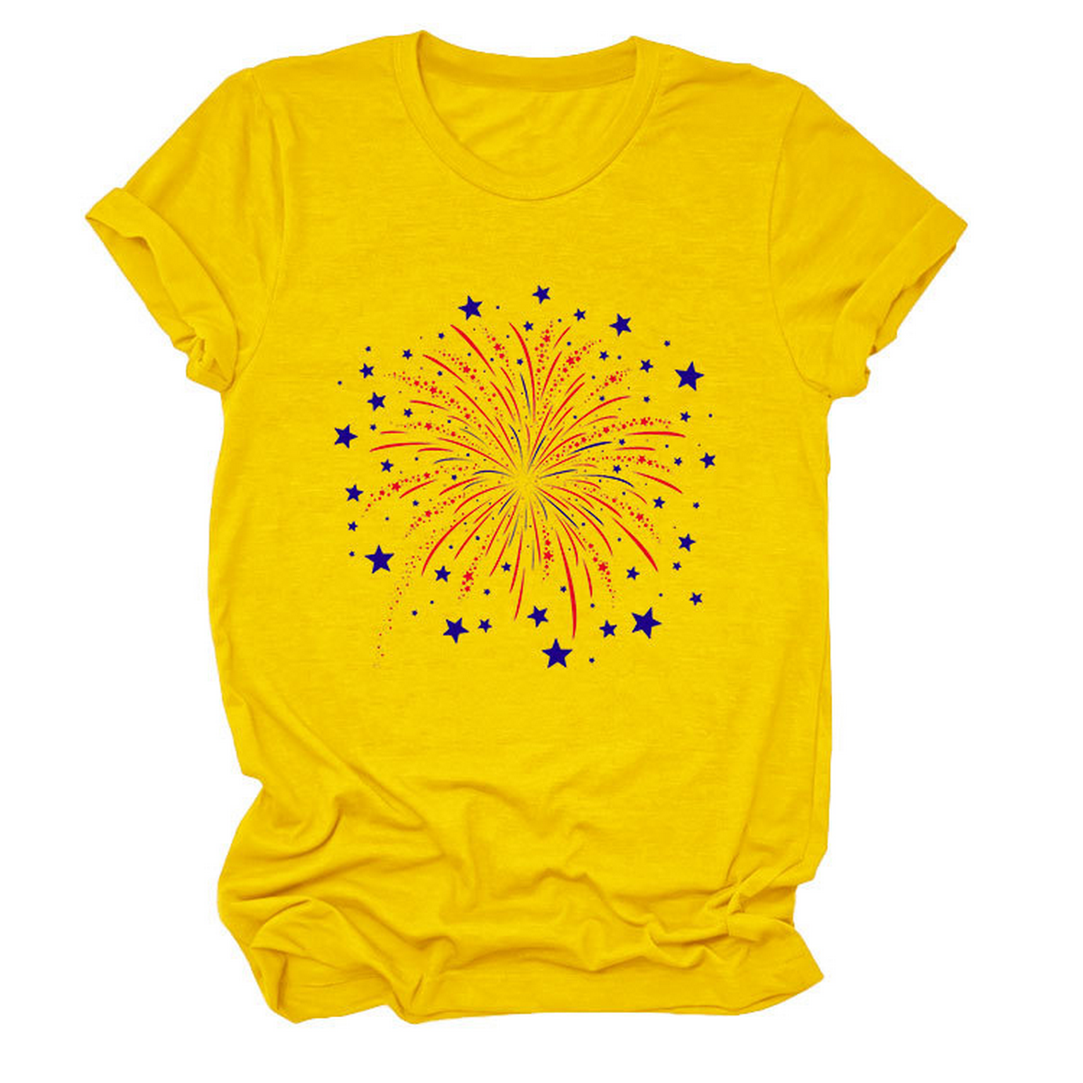 Trendy Loose Star Fireworks Graphic Tee For Women