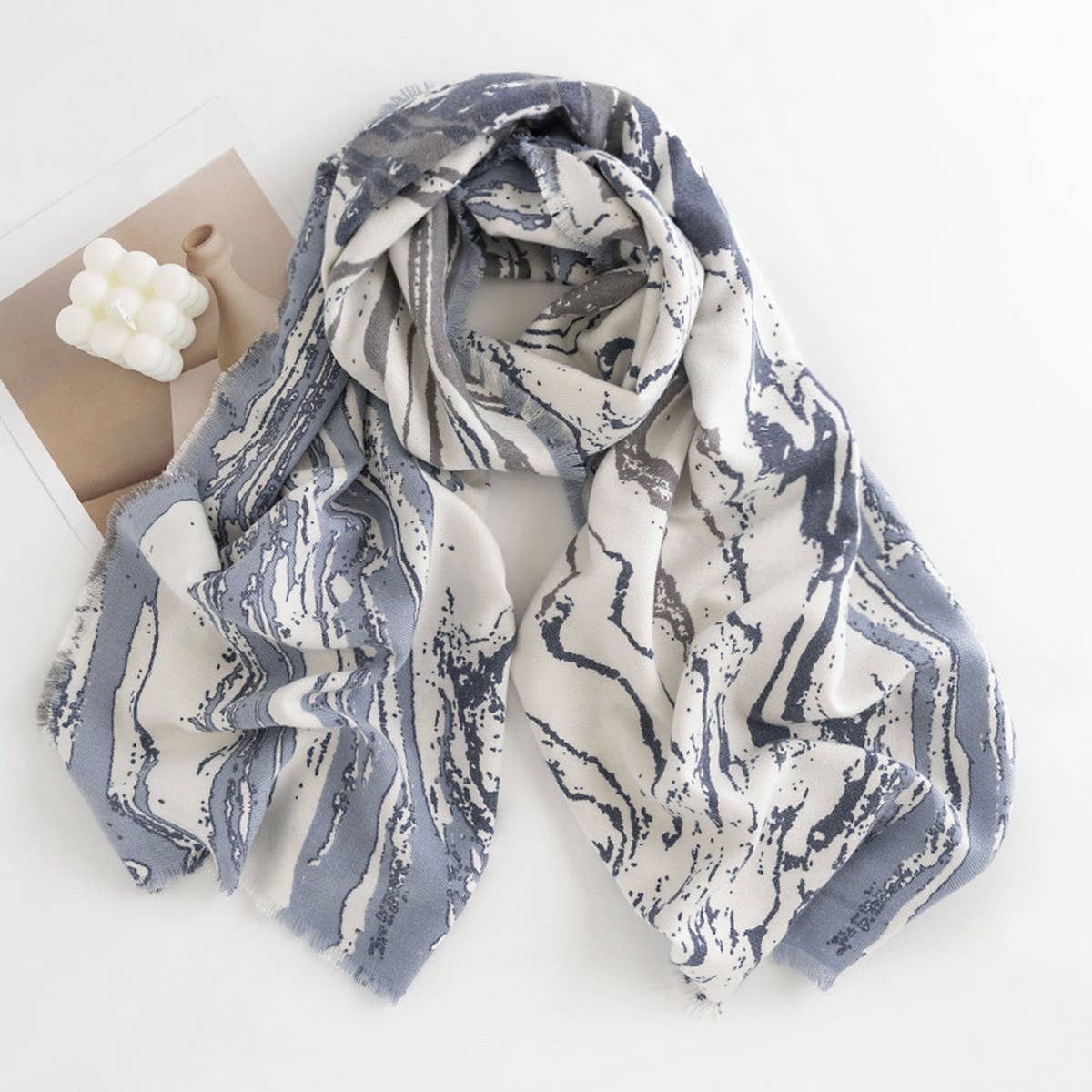 MARBLE STRIPE SCARF SOFT WINTER WRAP_CWASC0440