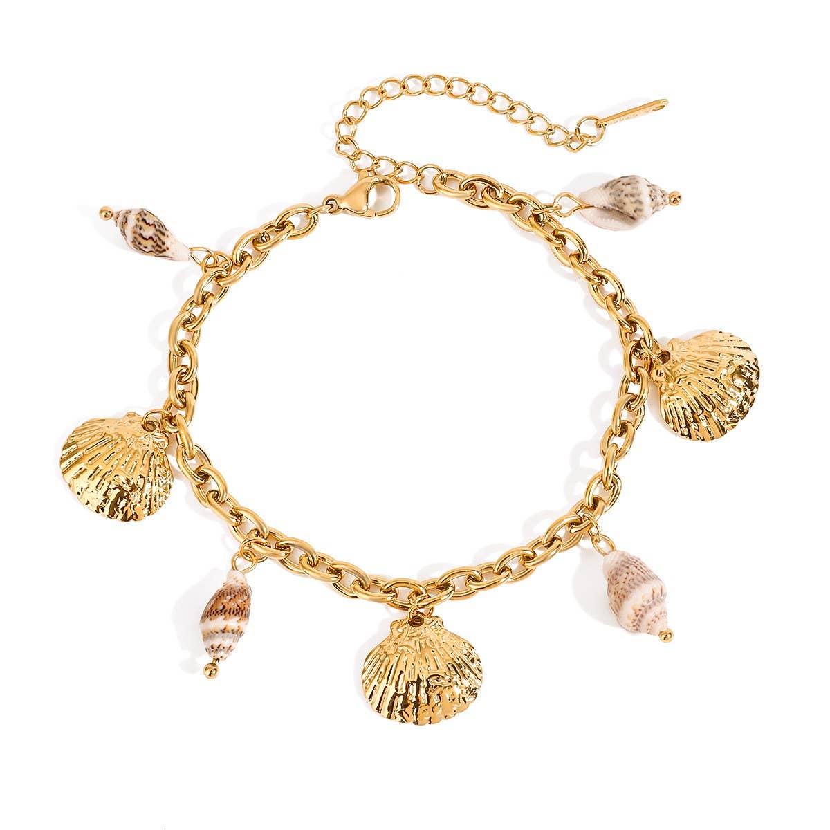 18K GOLD SEASHELL PENDANT BRACELET OCEAN STYLE_CWAJE4669