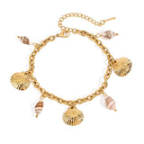18K GOLD SEASHELL PENDANT BRACELET OCEAN STYLE_CWAJE4669