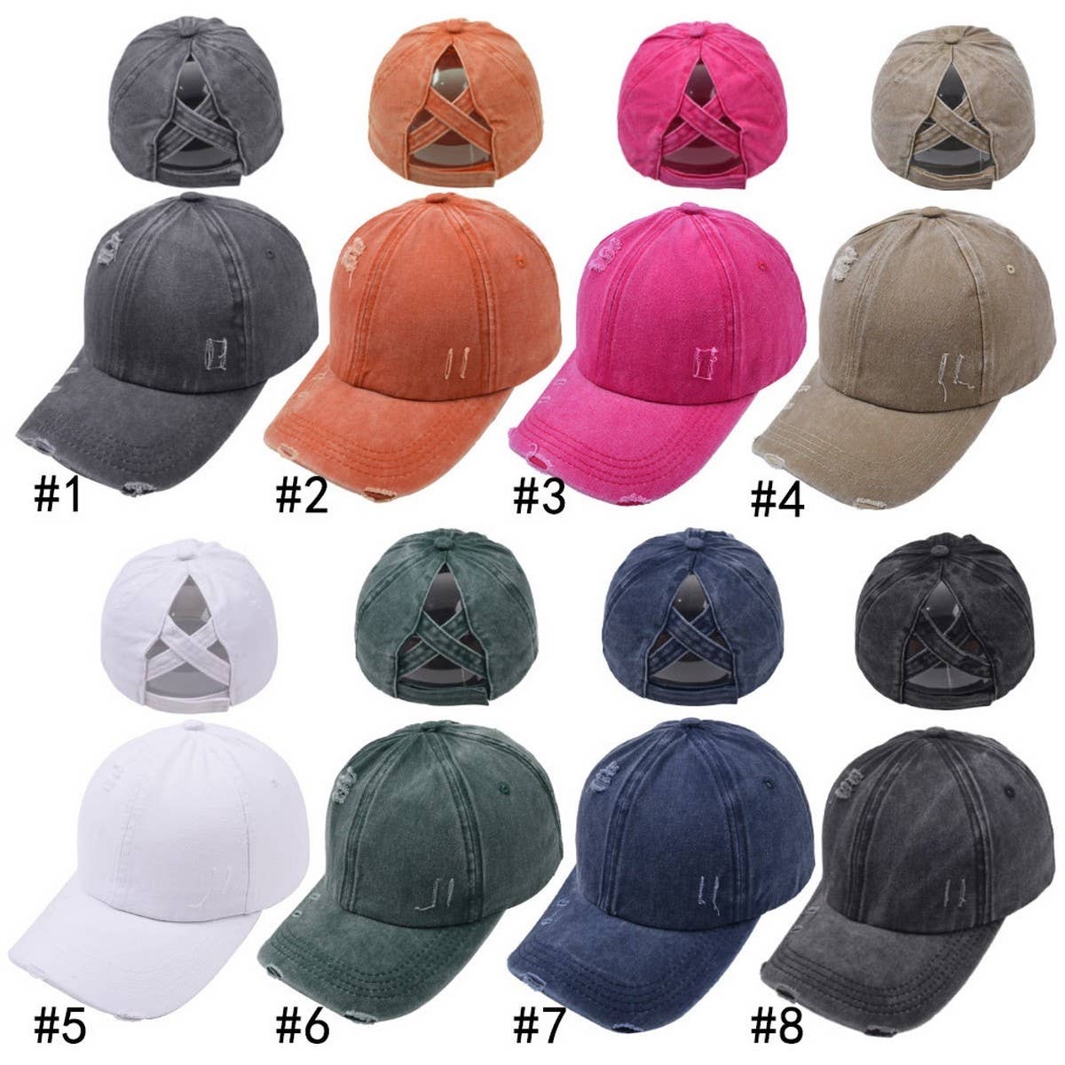 CROSS PONYTAIL BASEBALL CAP VISOR RETRO PEAKED CAP CWAH1220