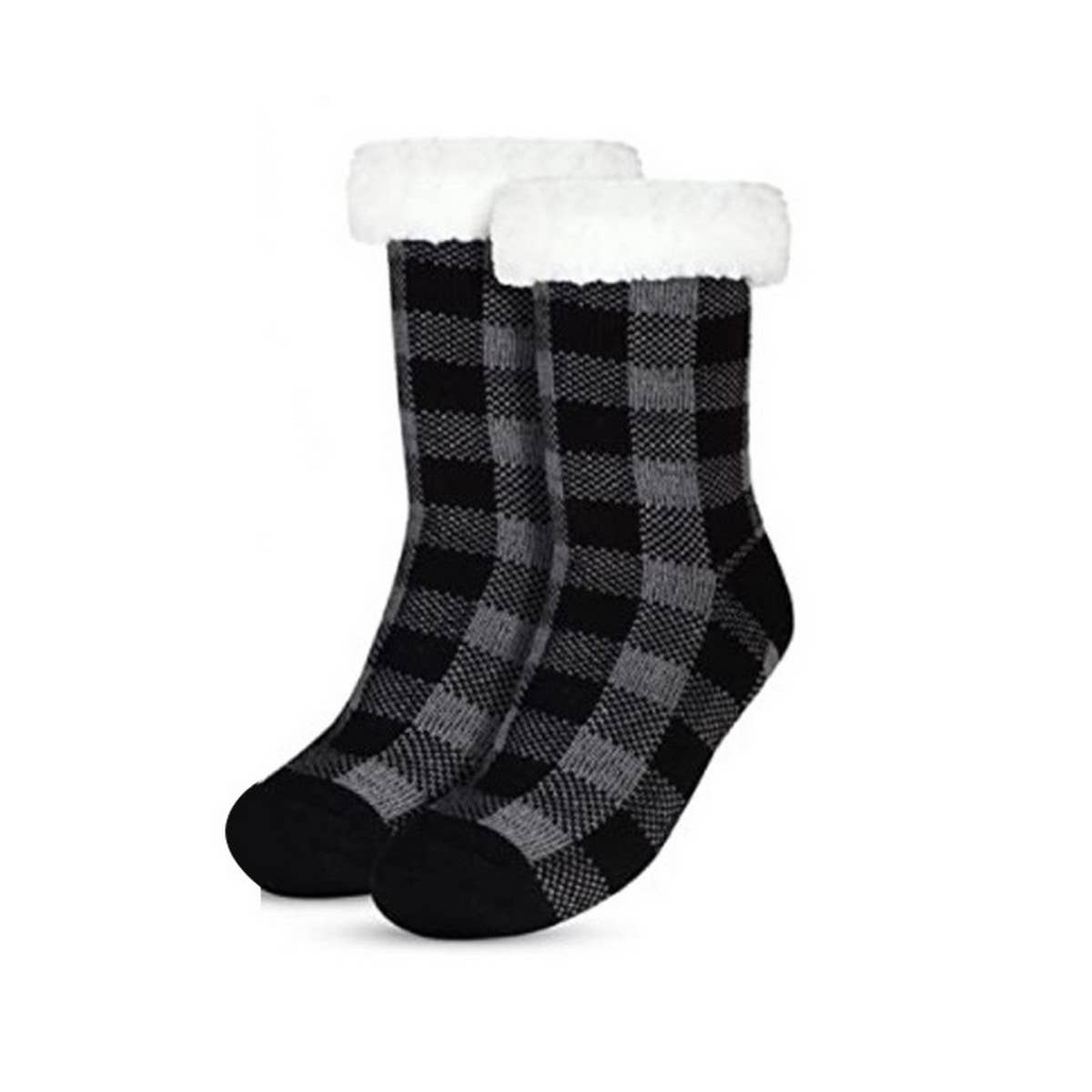 Warm Christmas Plaid Plush Indoor Slippers_Cwms0719