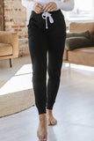 Solid Color Drawstring Leg Sports Style Pants