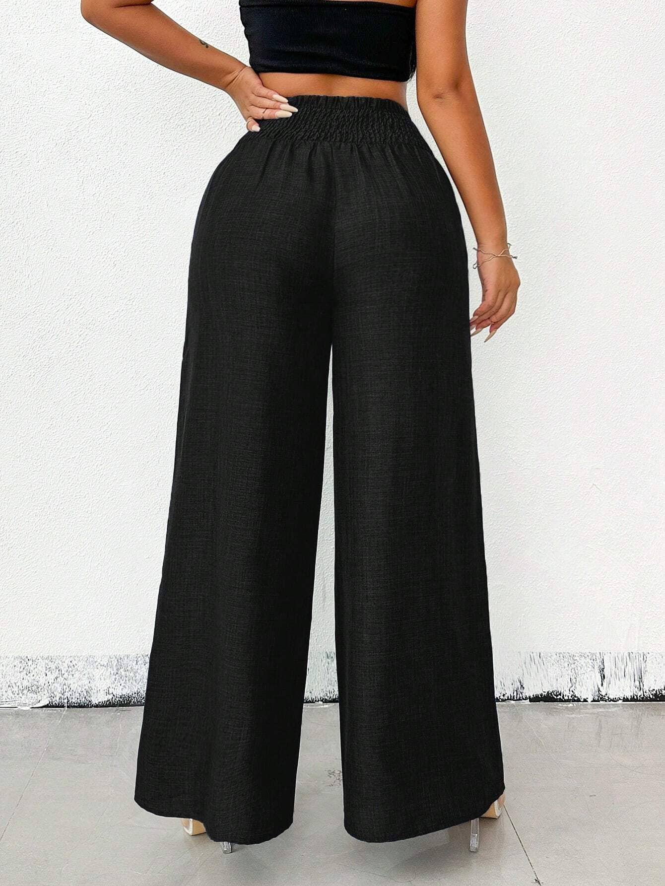 Stylish Retro High-Waisted Slacks With Wide Legs