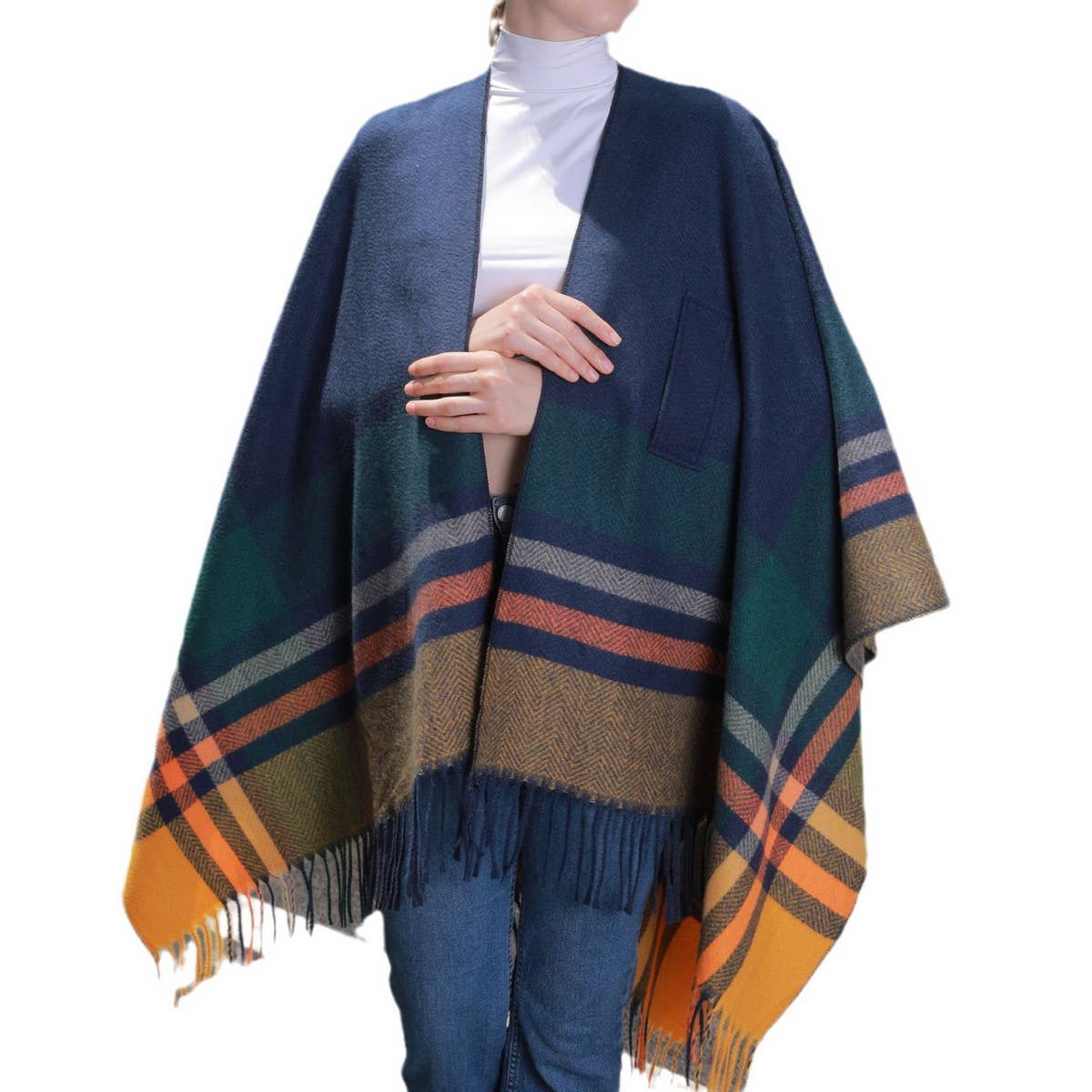 COLORFUL TASSEL STRIPED TIE SHAWL_CWASC0943