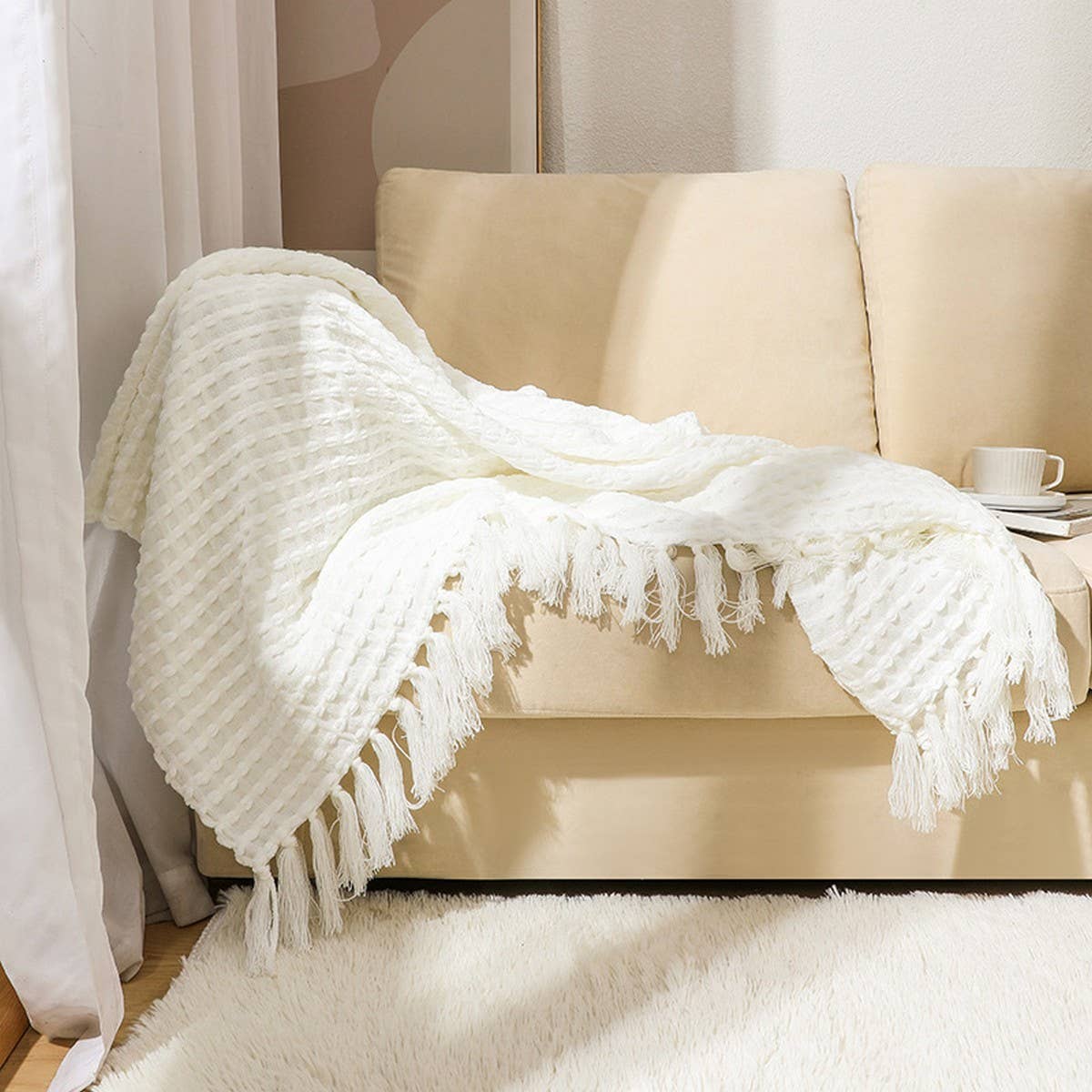 LIGHTWEIGHT COZY BRAIDED STRIPED THROW_CWMM0205